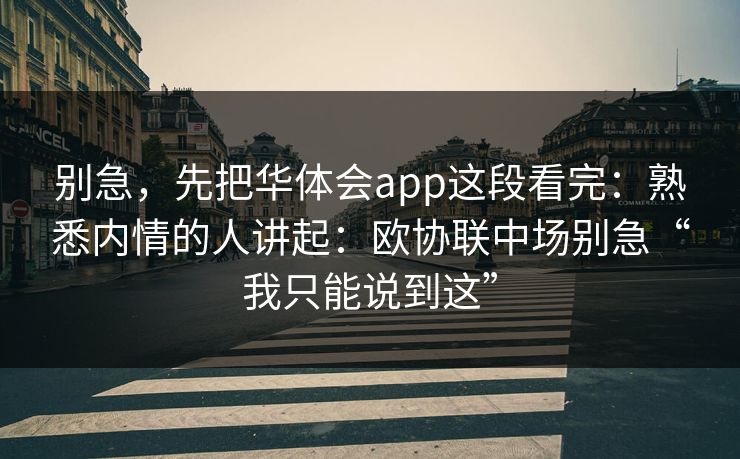 别急，先把华体会app这段看完：熟悉内情的人讲起：欧协联中场别急“我只能说到这”