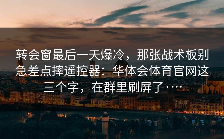 转会窗最后一天爆冷，那张战术板别急差点摔遥控器：华体会体育官网这三个字，在群里刷屏了·…