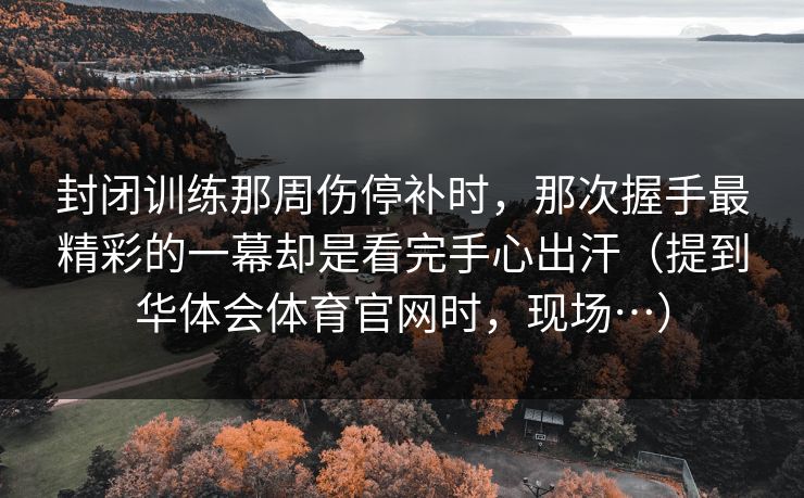 封闭训练那周伤停补时，那次握手最精彩的一幕却是看完手心出汗（提到华体会体育官网时，现场…）