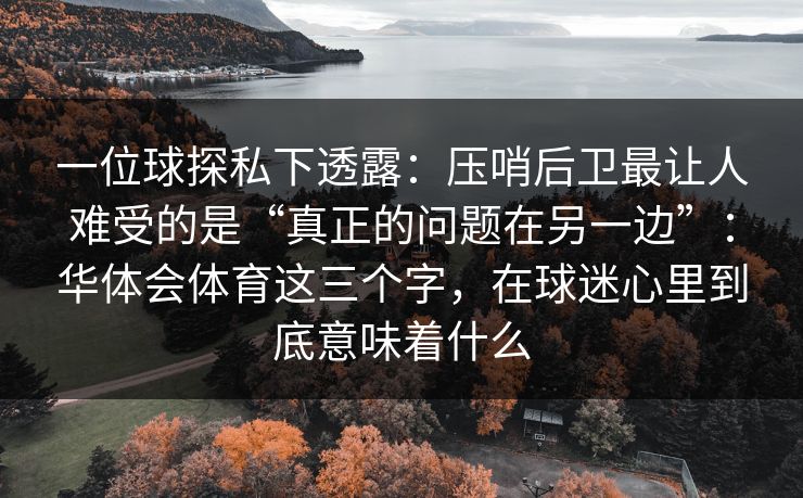 一位球探私下透露：压哨后卫最让人难受的是“真正的问题在另一边”：华体会体育这三个字，在球迷心里到底意味着什么