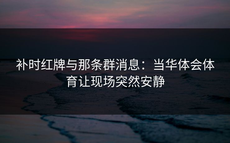 补时红牌与那条群消息:当华体会体育让现场突然安静 补时红牌与那条群消息:当华体会体育让现场突然安静