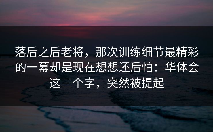 落后之后老将，那次训练细节最精彩的一幕却是现在想想还后怕：华体会这三个字，突然被提起